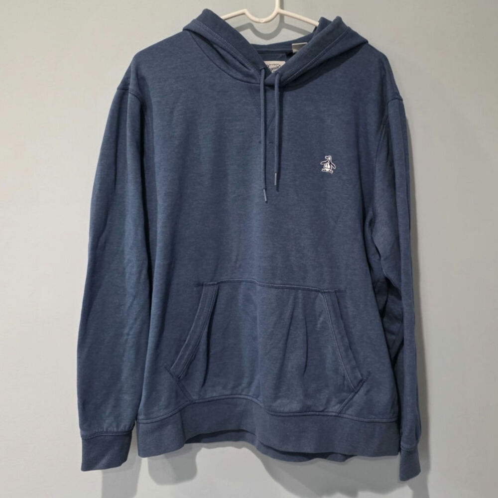 Original Penguin Munsingwear Blue Pullover Hoodie Kangaroo Pocket Size XL